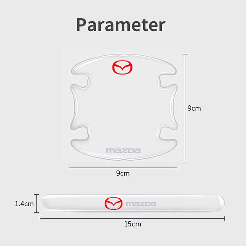 4 / 8Pcs Stiker Pelindung Gagang Pintu Mobil Transparan Untuk Mazda 2 3 6 CX30 BT 50