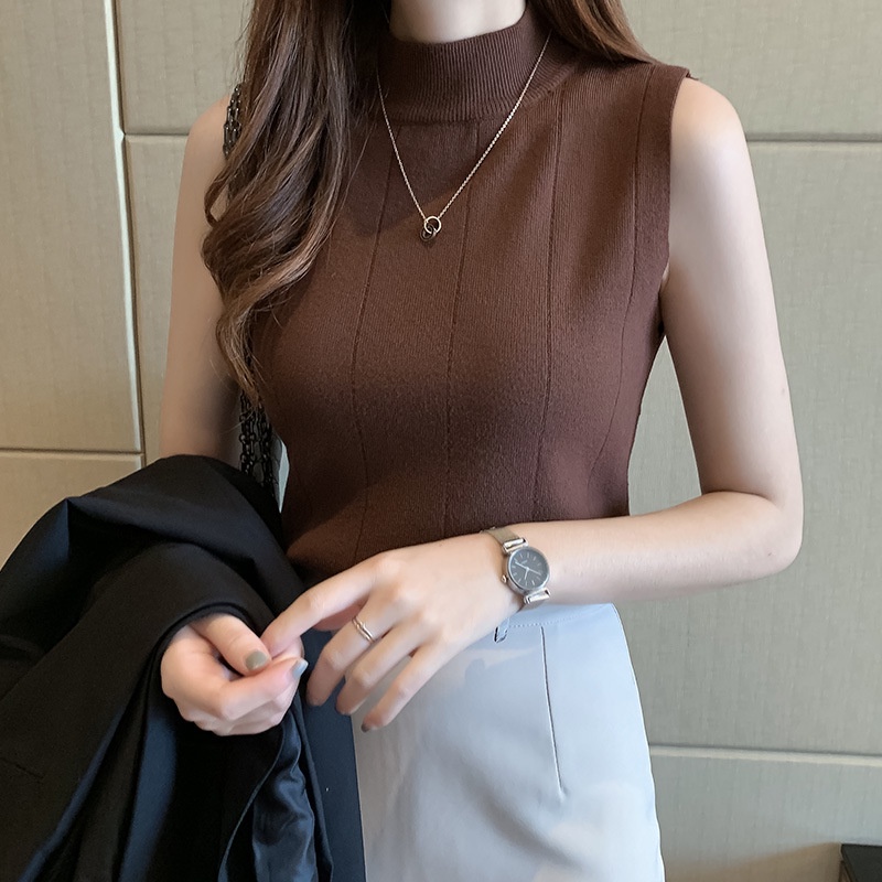 HUES.ID Turtleneck Wanita Tanktop Rajut Tengtop Impor Tank Top Import Blouse Korean Lalisa Style 4066