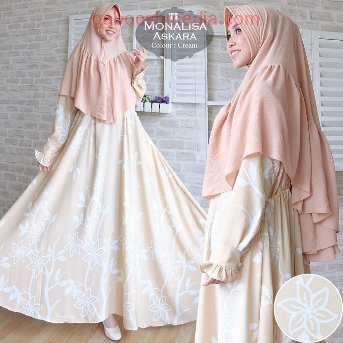 [Syari Monalisa Askara Cream TL] gamis wanita monalisa cream