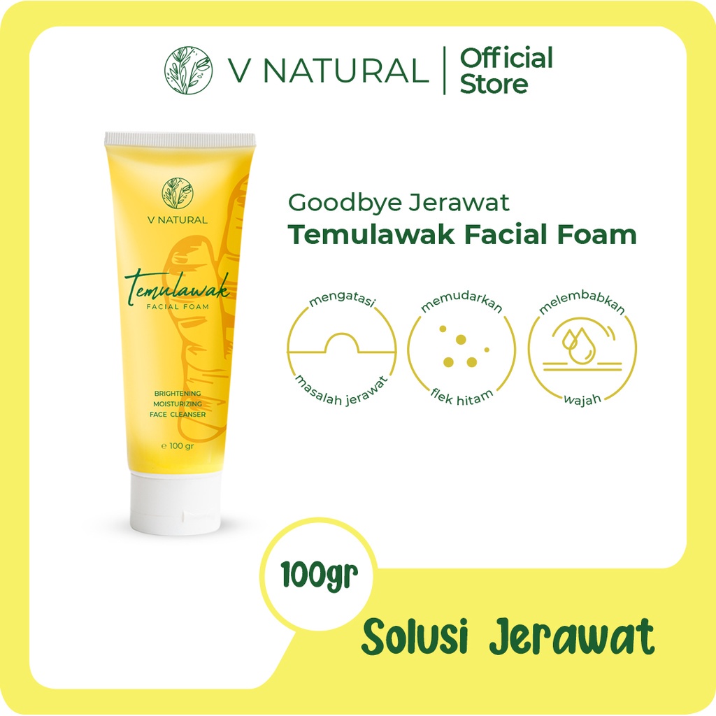 FACIAL FOAM TEMULAWAK 100 GR V NATURAL || BRIGHTENING FACIAL WASH