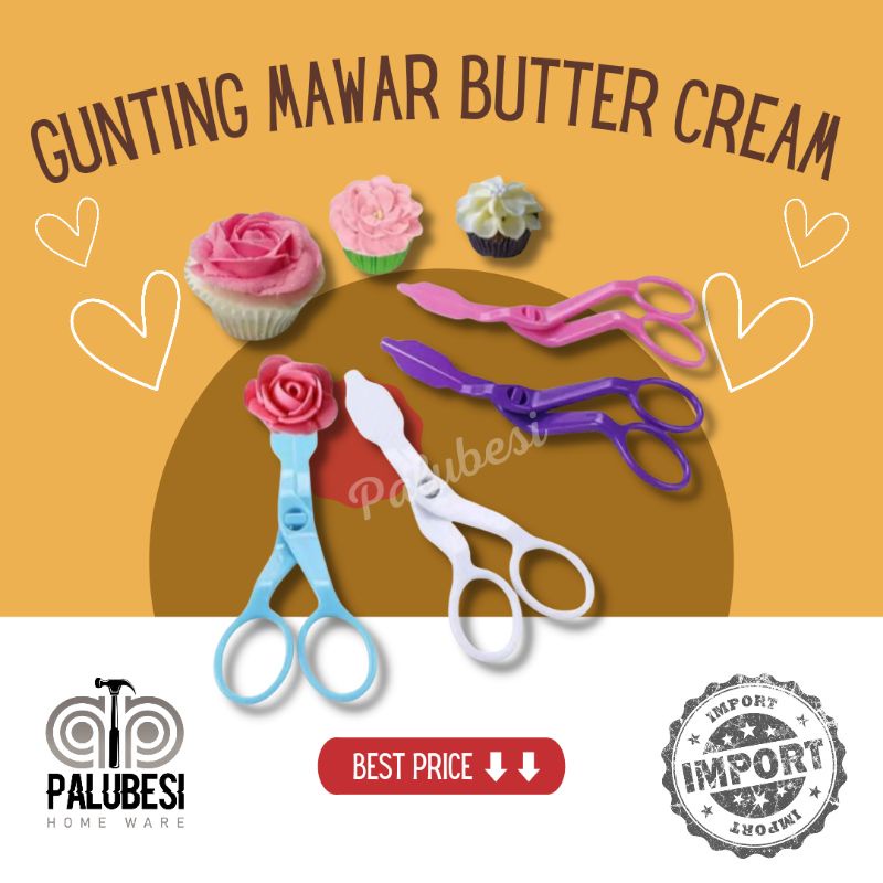 Ready Stock Gunting Mawar Butter Flowers Scissors Plastict Cream