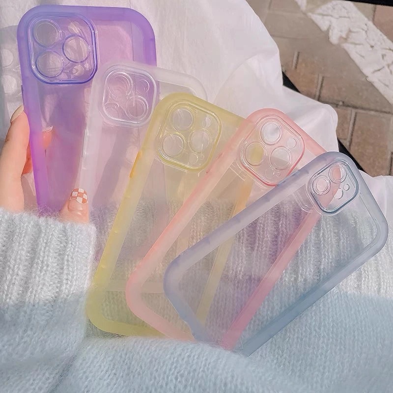 Case Pelindung Lensa Kamera Warna Macaron Fluorescent Tahan Banting Untuk IPhone 11 12 13 11 Pro Max XR X XS Max