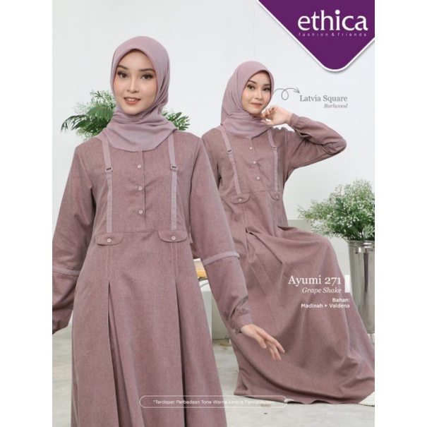 COD GAMIS MUSLIMAH ETHICA AYUMI 271 BLACK PEARL DAN GRAPE SHAKE ✔️