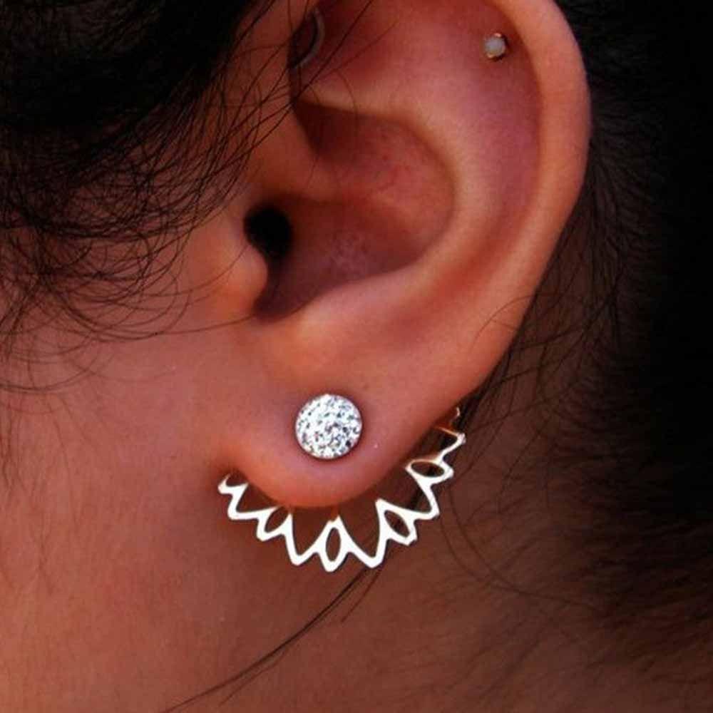 Lily Pearl Ear Stud Panas Bentuk Hati Pola Geometri Gaya Korea Sayap Malaikat Anting