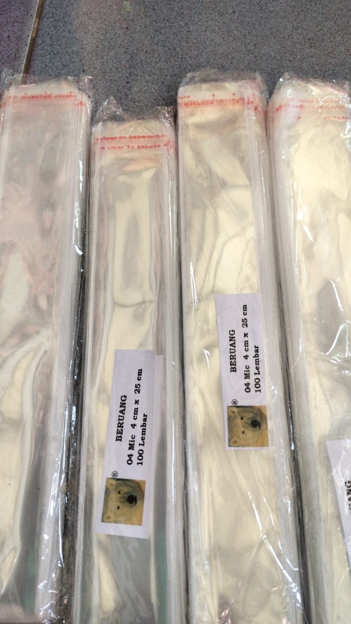 Opp 4x20 4x25 Pakai Lem Perekat Plastik Kaca Undangan Souvenir Alat Tulis Kue Kalung Aksesoris Tebal