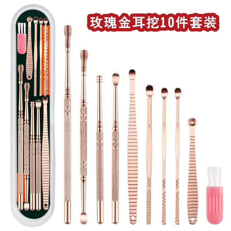 Sumifun Set Pembersih Telinga Korek Kuping Ear Spoon Tool 10Pcs - Rose Gold