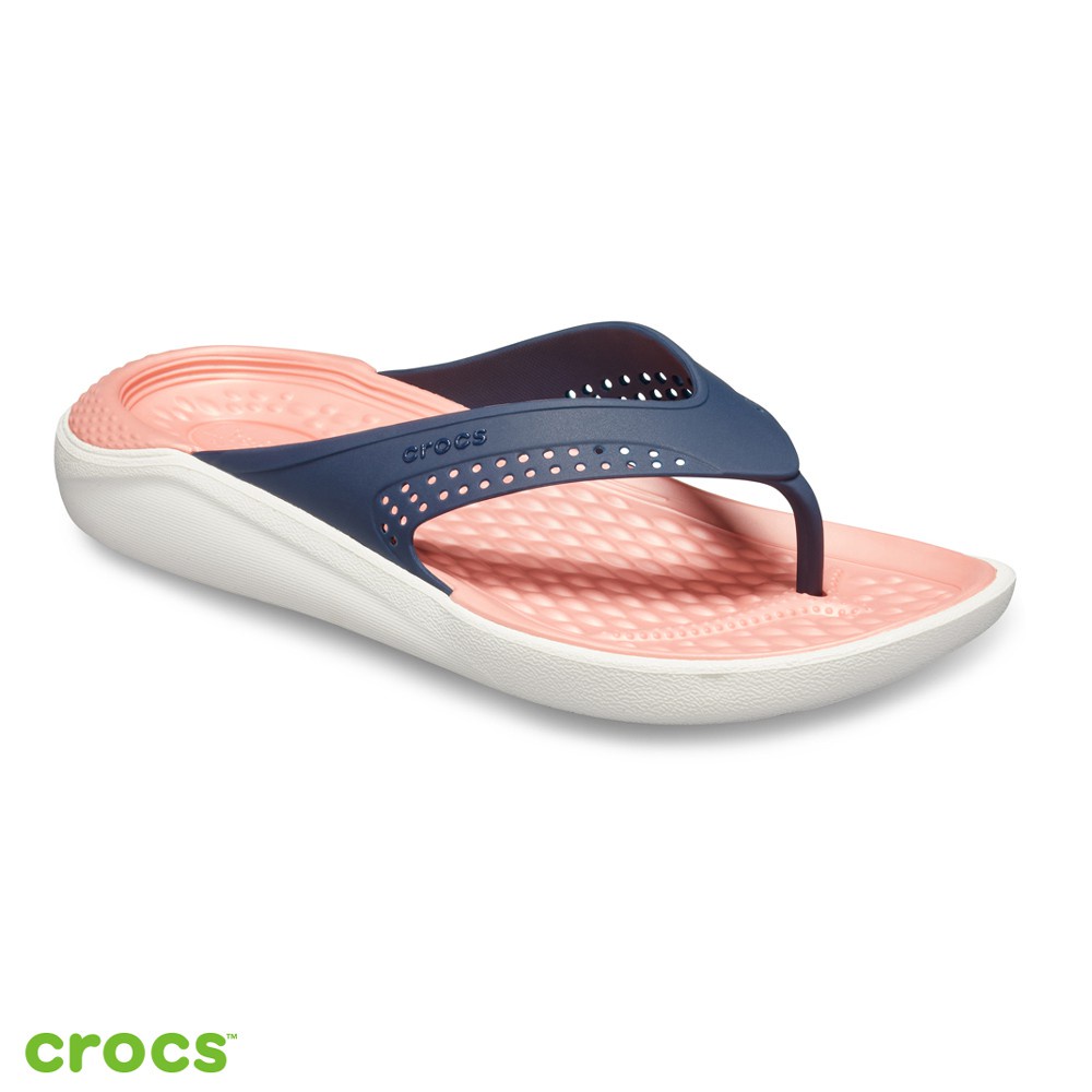 Crocs Literide Flip / Sandal Crocs Jepit / Sandal Unisex / Sandal Tahan Air / Original - Navy Peach -205182-4JG