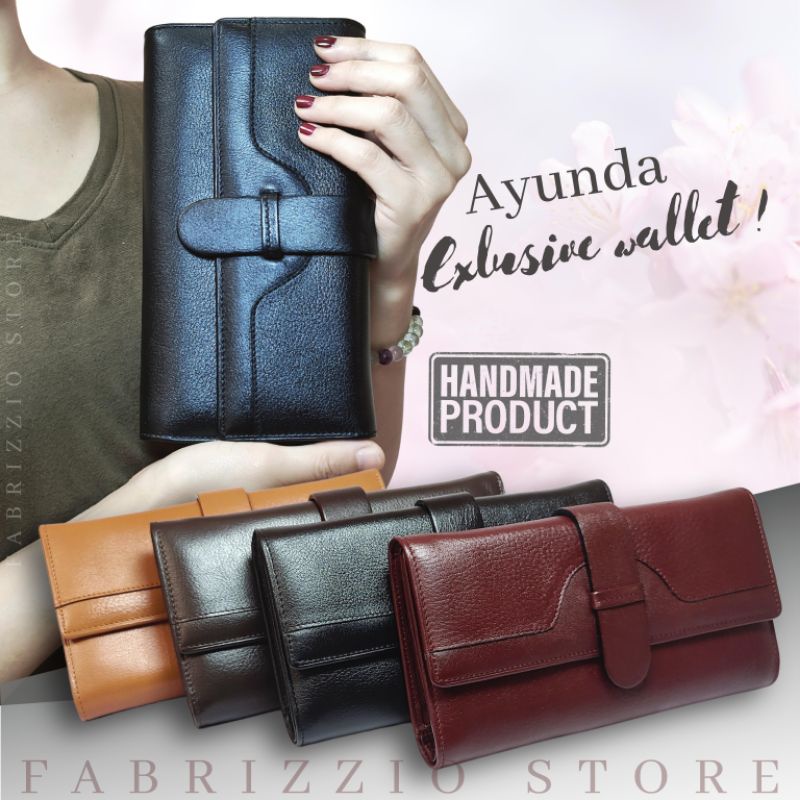 wallet hp wanita dompet ukuran besar dari kulit asli