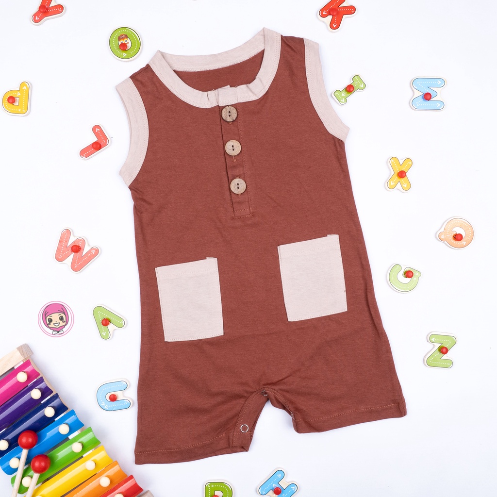 Lullaby Pocket Jumper Bayi 0-2 Tahun | Pocket Button Playsuit Romper Bodysuit Baju anak-2
