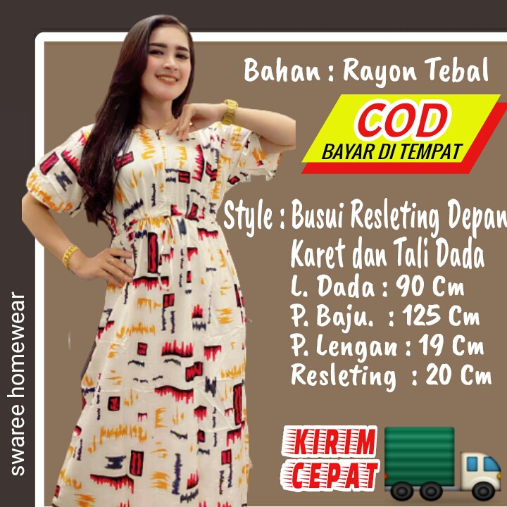 Daster Batik Busui Baju Wanita Rayon Baju Daster Batik Pekalongan Modern Dewasa Lengan Pendek