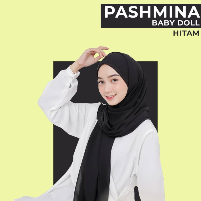 PASHMINA- PASMINA CERUTY BABY DOLL 150X75 CM / PASMINA ARAB - HITAM -PASHMINA.