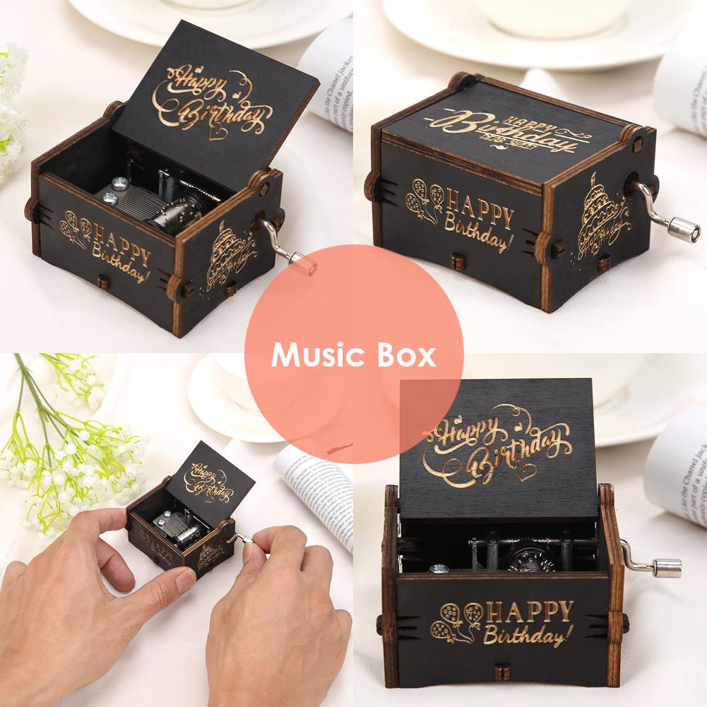 Macrorun Antique Wooden Music Box Hand Cranked Musical Boxes Craft For Birthday Wedding Mothers Shopee Indonesia