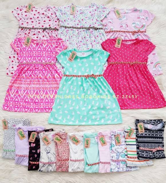 Aneka dress anak bobokids size kids 2345y per 10 motif random-4