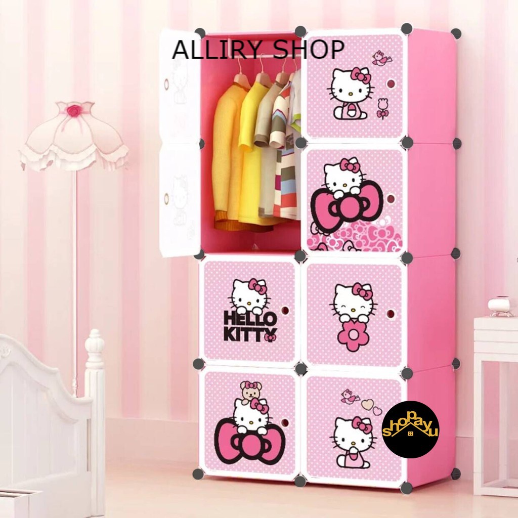 Lemari plastik susun rak serbaguna lemari anak lemari baju lemari pakaian 8 kotak Lemari baju/ lemar