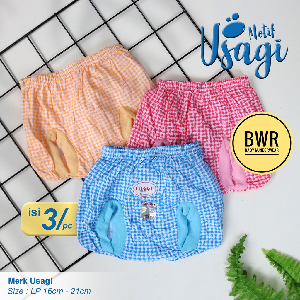 [ 3pc ] Celana POP Usagi KOTAK Kotak | Celana Bayi Newborn Lubang Kaki Bulat - Bwr