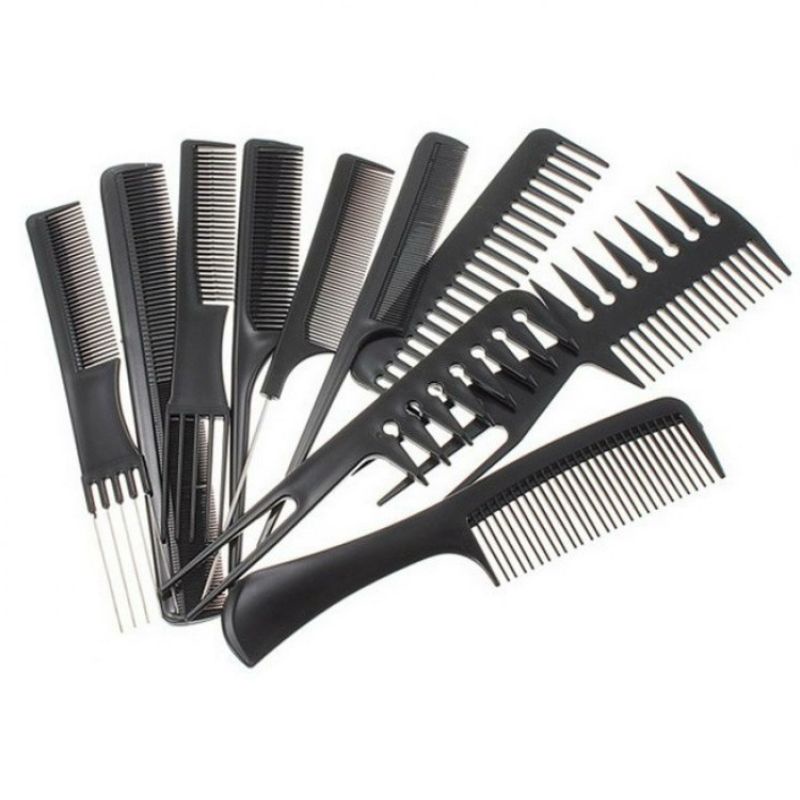 Berbagai Model Sisir Rambut Salon Cukur Hair Comb 10 Set Lengkap