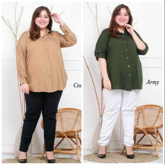 XXXL BASIC SHIRT KEMEJA KATUN LD 128 CM 4L