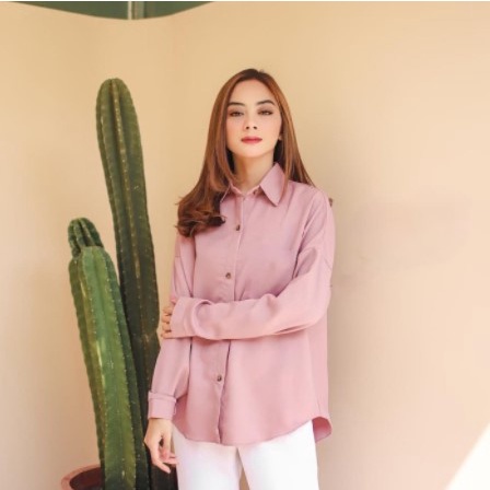 Alma Tshirt Kemeja Wanita Casual Terbaru | Size S M L XL XXL | Bahan Katun Dior HQ Premium-Pink