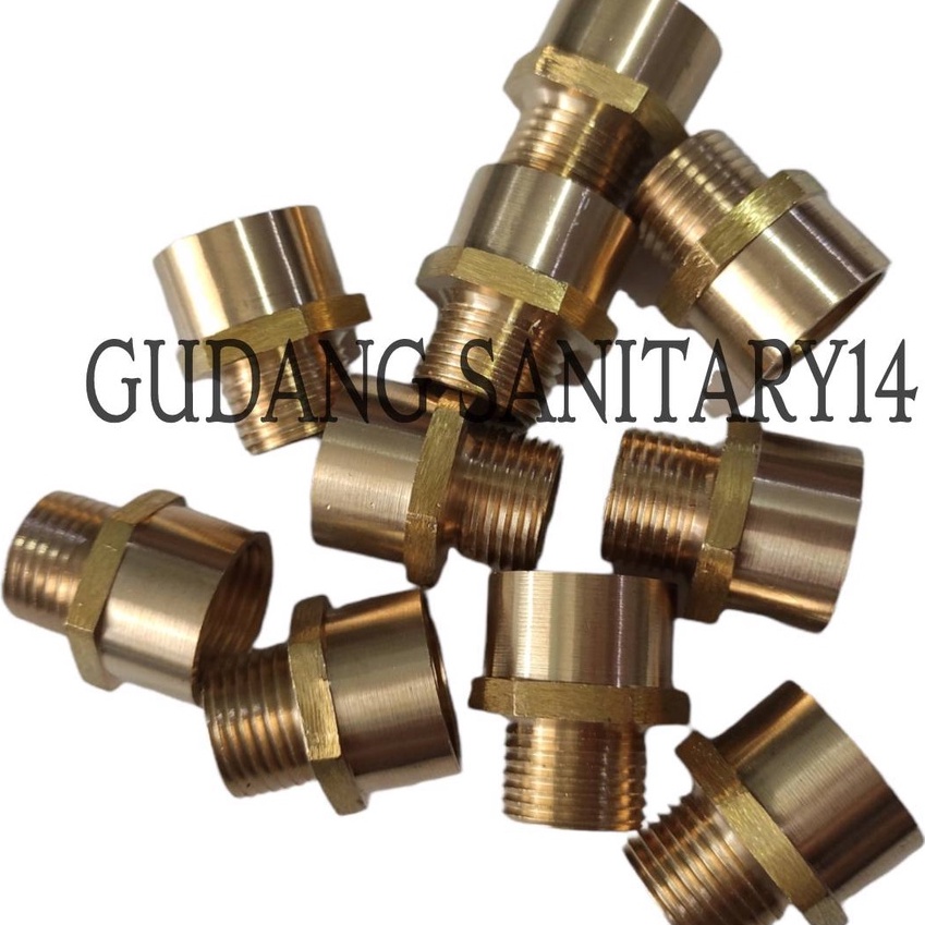 Sok drat luar dalam 1/2inch  X 3/4 inch sok drat kuningan luar dalam 1/2 x 3/4 inch