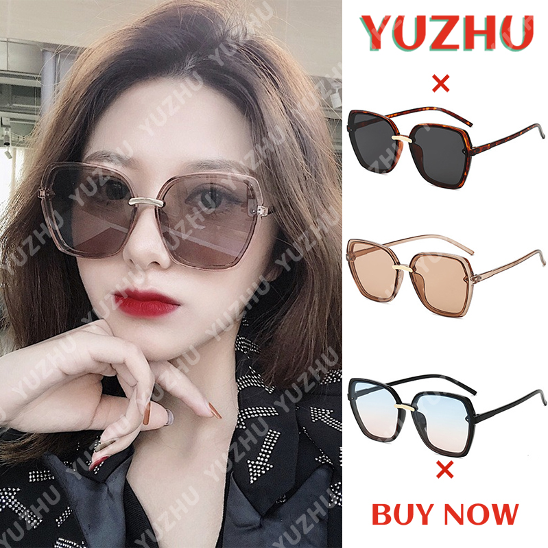 (YUZHU) COD Fashion Korea Oversized Frame Kacamata Retro Lady Aksesoris Anti UV Shades Wanita