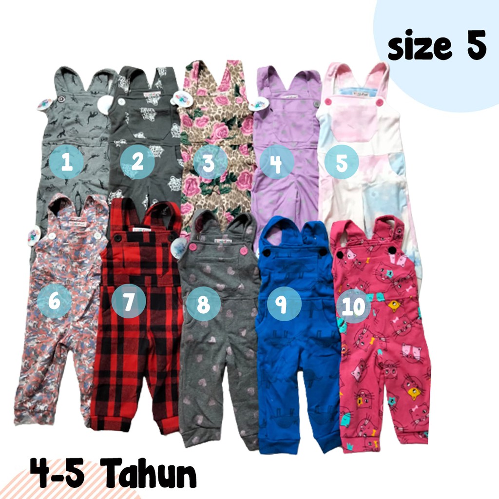 BAJU OVERALL PANJANG DAN PENDEK MOTIF / BAJU KODOK ANAK PEREMPUAN / BOBOKIDS / CELANA KODOK ANAK