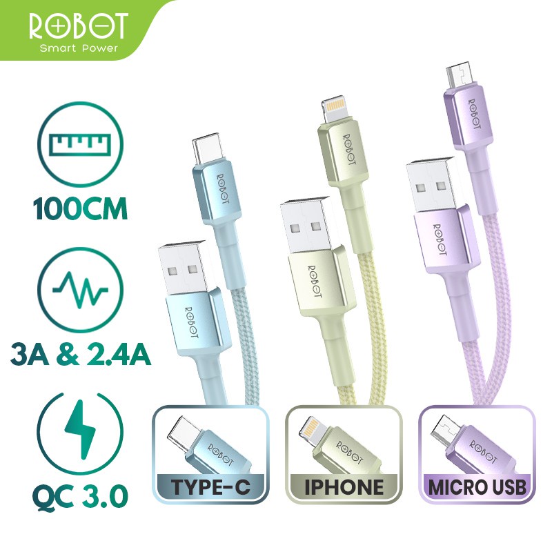 ROBOT Kabel usb Data RSM/RSL / RSC Android Lightning Type C Micro USB 1M Data Cable Original