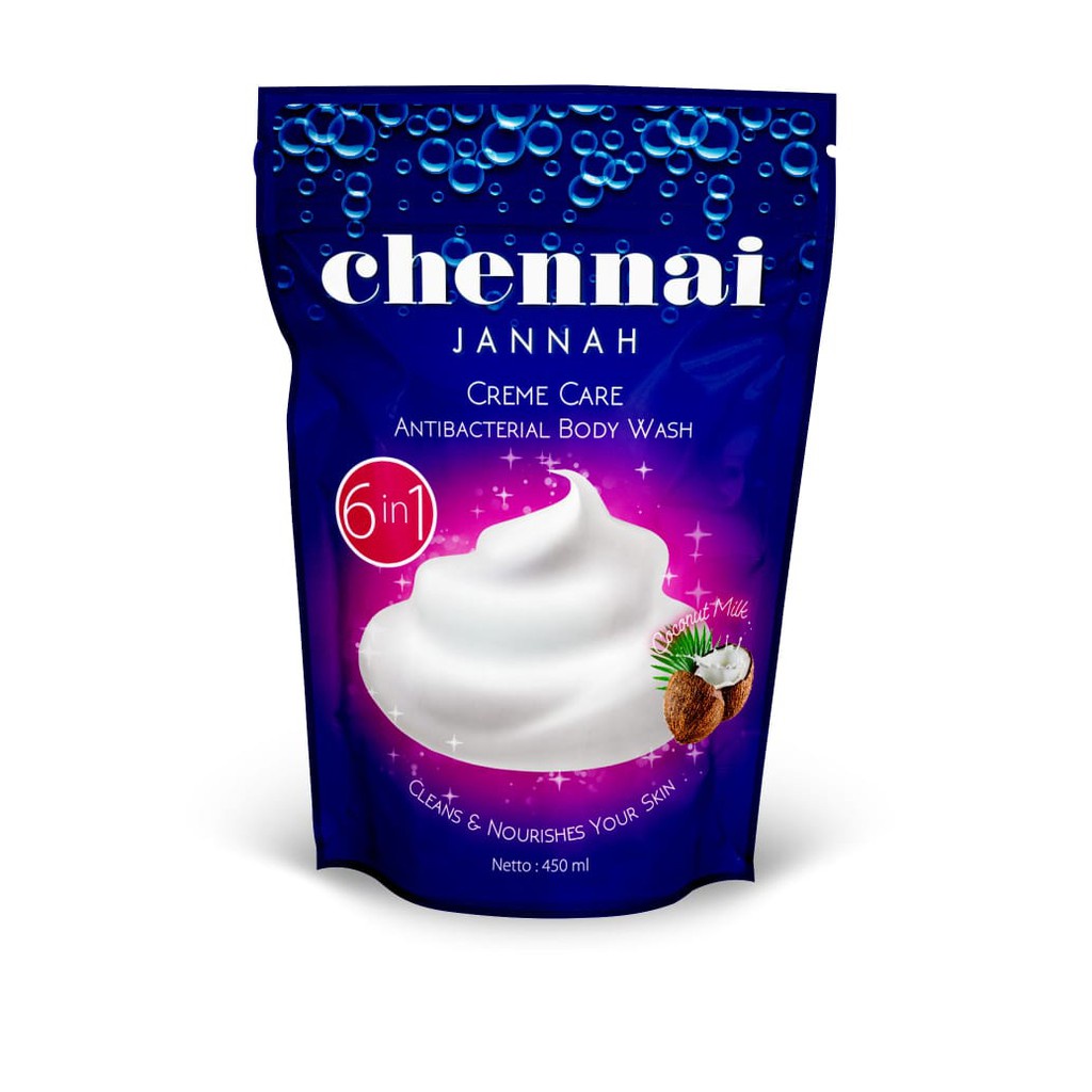 Chennai Jannah Antibacterial Body Wash Coconut Milk 450ml Blue