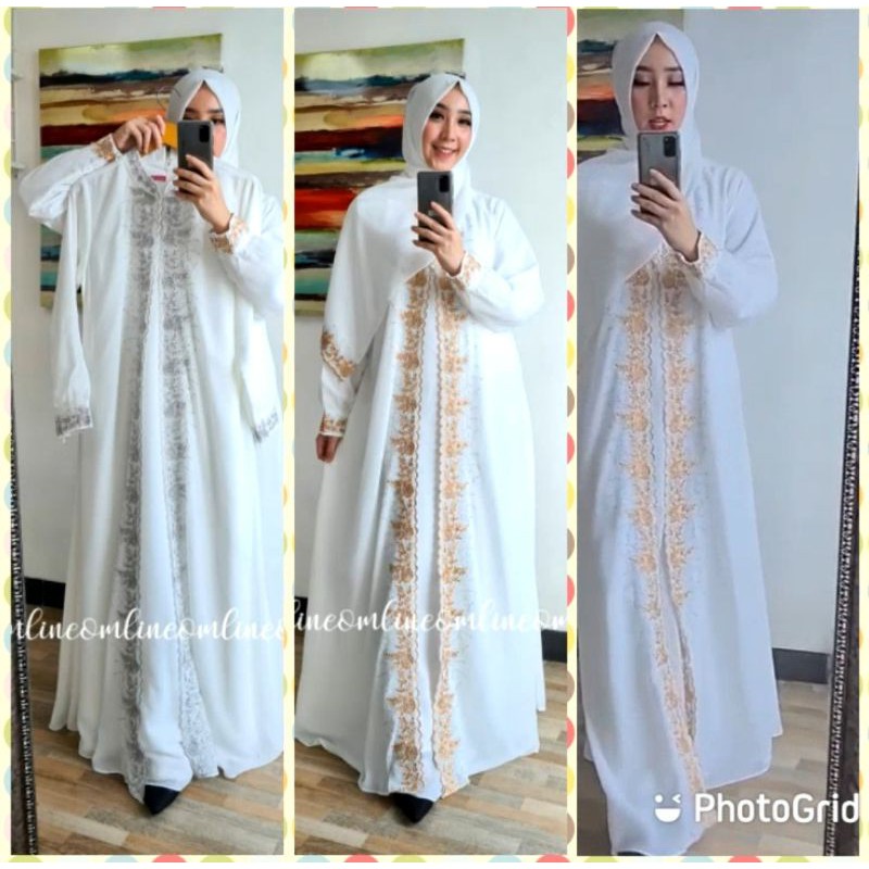 GamisJumboSetKerudungKhususPutihLarosa