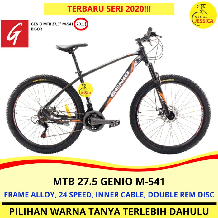 KHUSUS GOJEK / GRAB Sepeda Gunung MTB 27.5 Genio M-541 Alloy - Black Orange