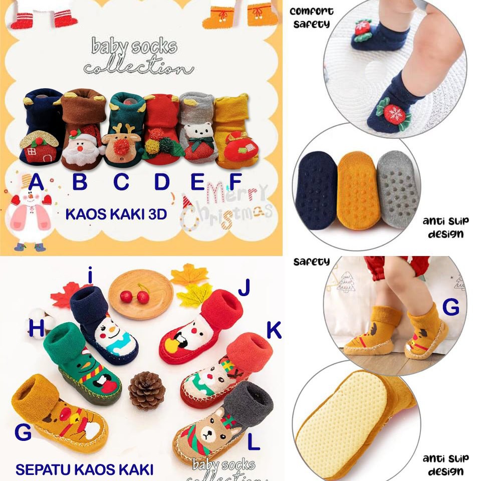 Sepatu Kaos Kaki Natal Baby Cowok atau Cewek