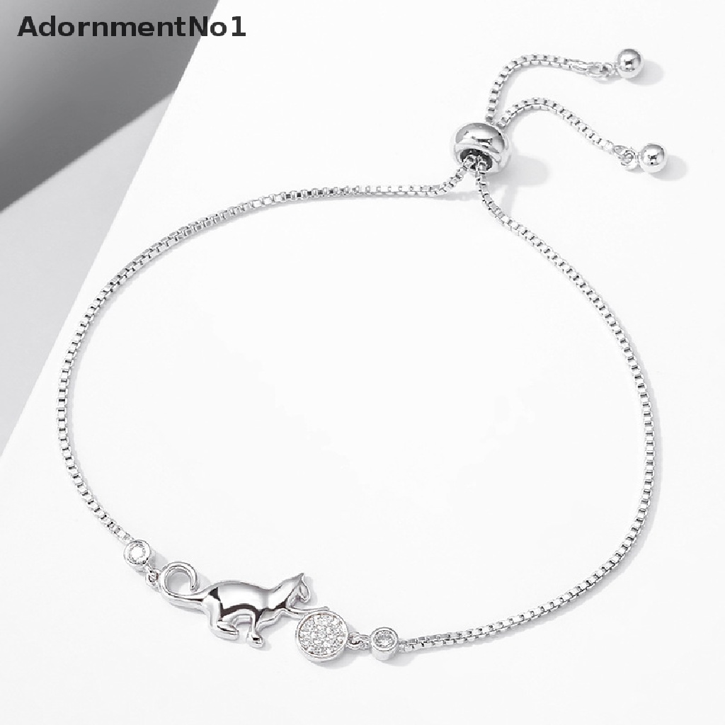 (AdornmentNo1) Gelang Rantai Dengan Charm Bola Kristal Zirkonia Kubik Untuk Wanita