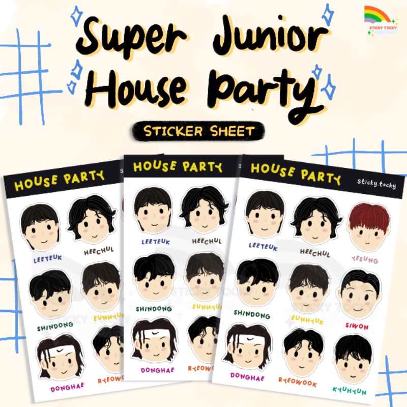 

Super Junior The Renaissance Album House Party Member Sticker sheet Sticker Set A6 Kiss Cut