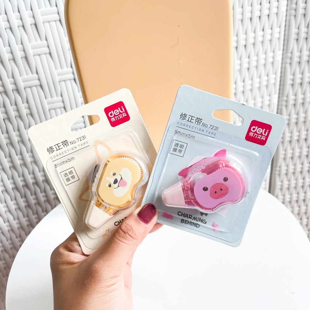 CORRECTION TAPE DELI MODEL ANIMALS LUCU IMUT READY 2 VARIANT KARAKTER TIP EX ROLL KERTAS UNIK BERGAM