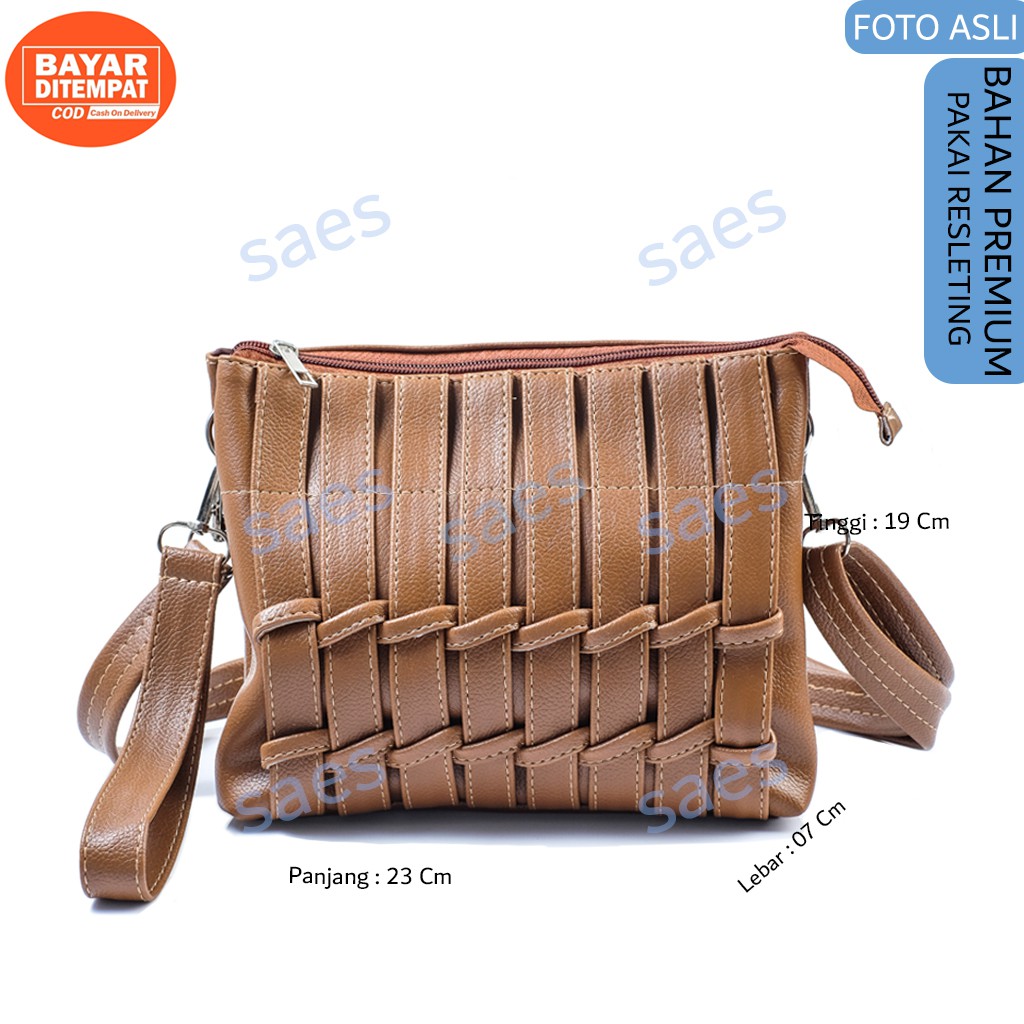 SAES SERUNI SLING BAG VINTAGE BEIGE SHOULDER BAG CLUTCH MULTIFUNGSI Semanggi Saes shop 002