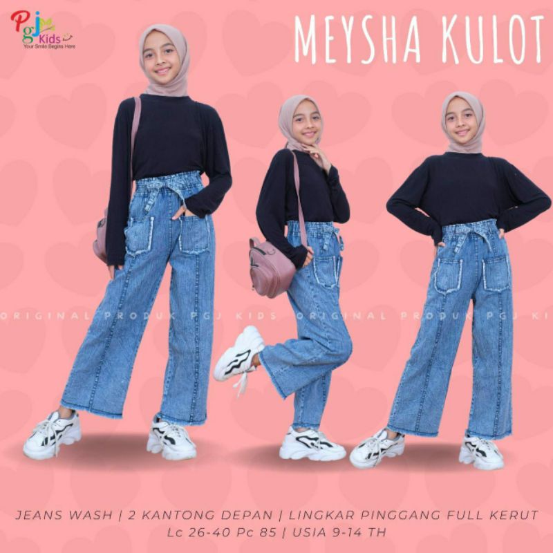 MEYSHA KULOT JEANS ANAK REMAJA USIA 9-14 TAHUN BY PGJ / RAGAM CELANA JEANS ANAK USIA 9 10 11 12 13 1