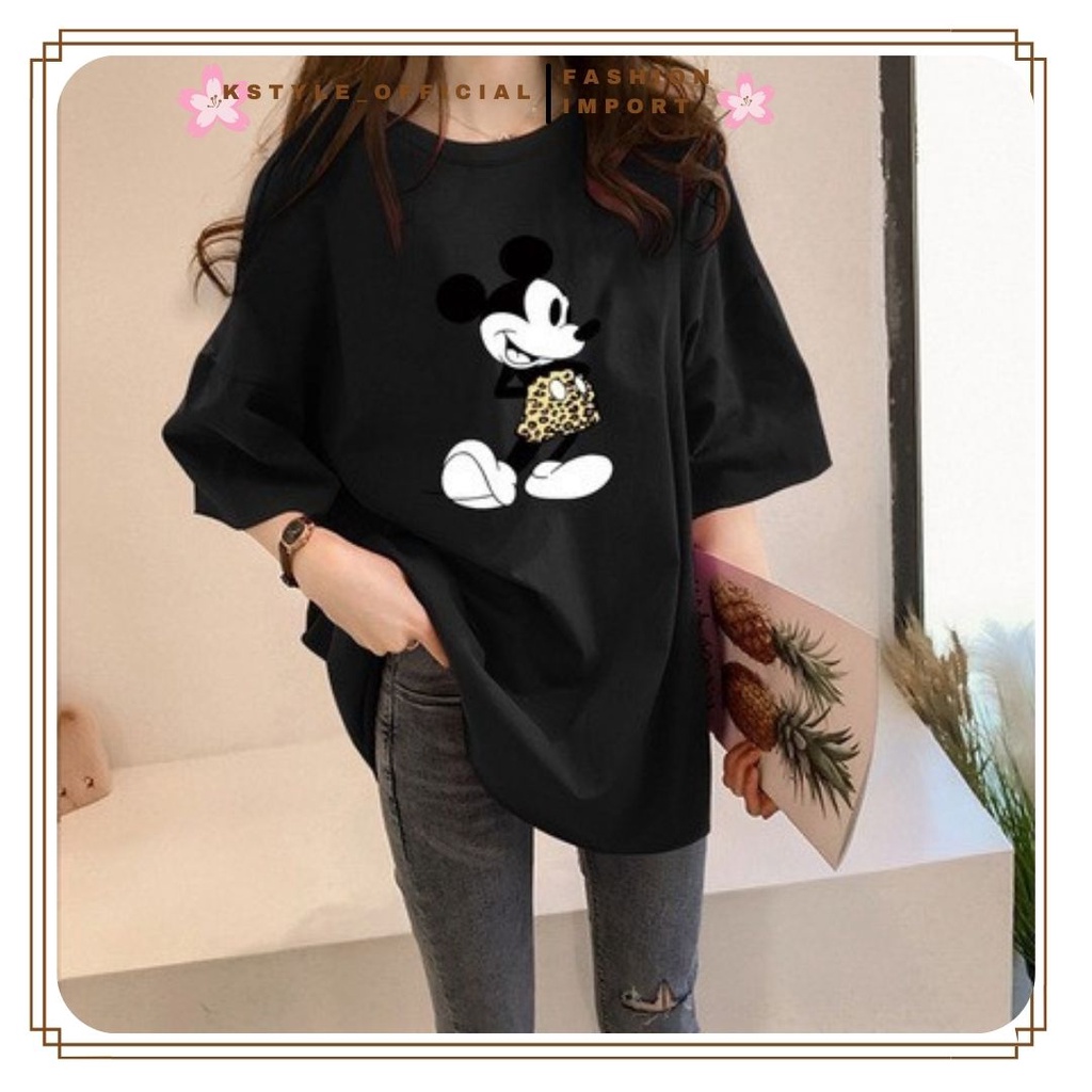 KSTYLE // Kaos Korea Oversize Mickey Dance Hitam Black Tee Premium Kpop Style