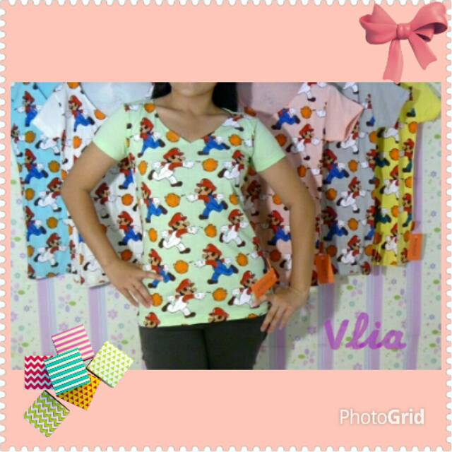 Kaos Lucu Wanita Remaja Dewasa Mario run