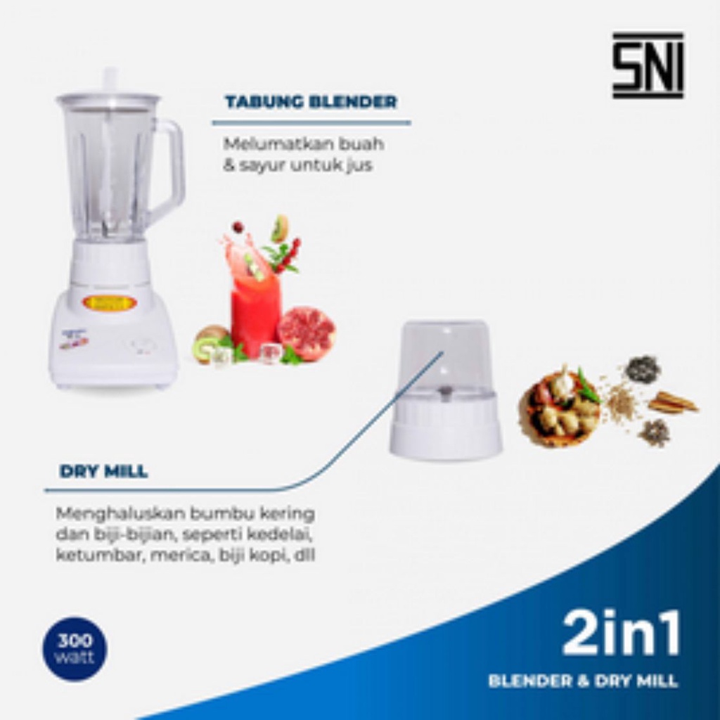 BLENDER MIYAKO BL 301 PL/AP 2 IN 1 SERBAGUNA BAHAN PLASTIK 1 LITER