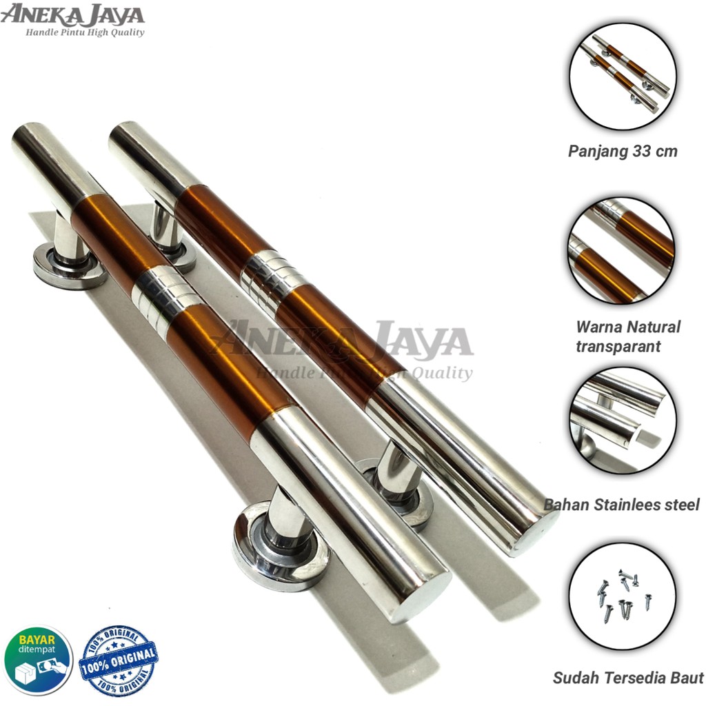 Satu set handle pintu rumah 33 cm murah minimalis tarikan pintu pull stainless gagang pintu kuning