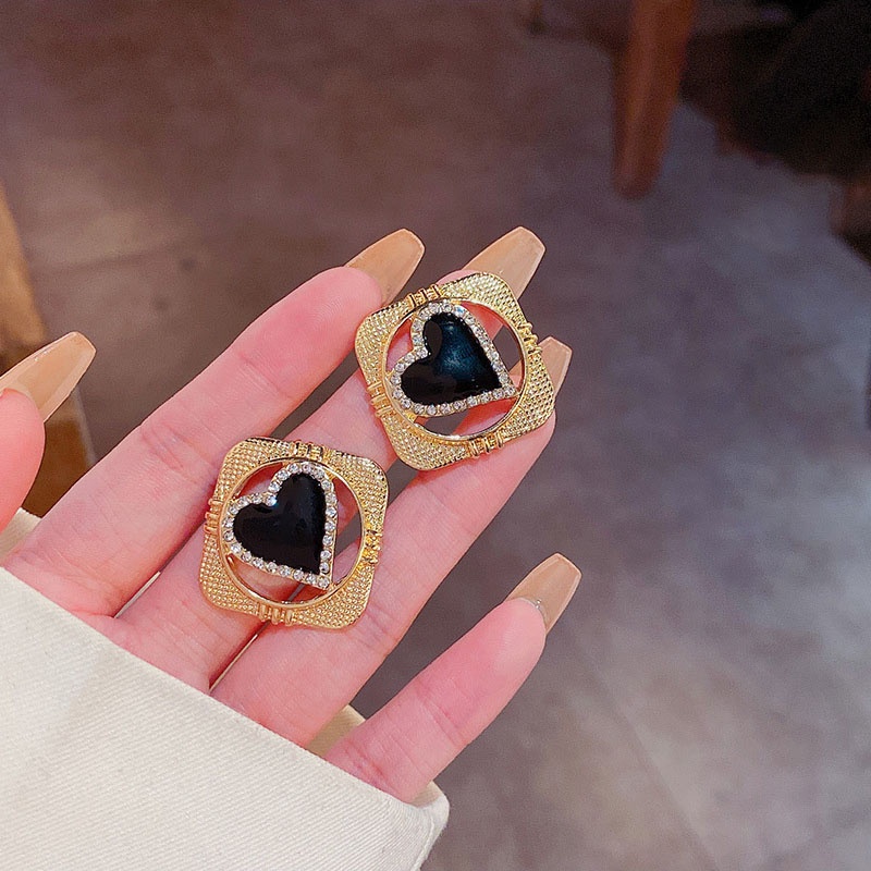 Anting Tusuk Sterling silver 925 Desain Hati Hias Berlian Imitasi Mewah Untuk Wanita