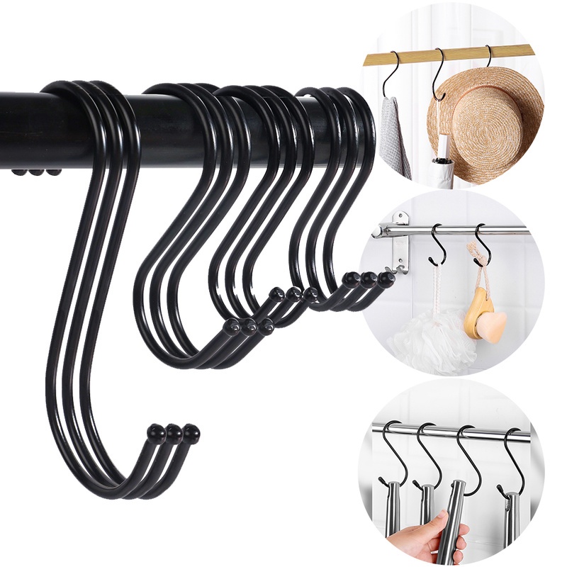 Home Kait Hanger Bentuk S Warna Hitam Untuk Kamar Mandi / Dapur