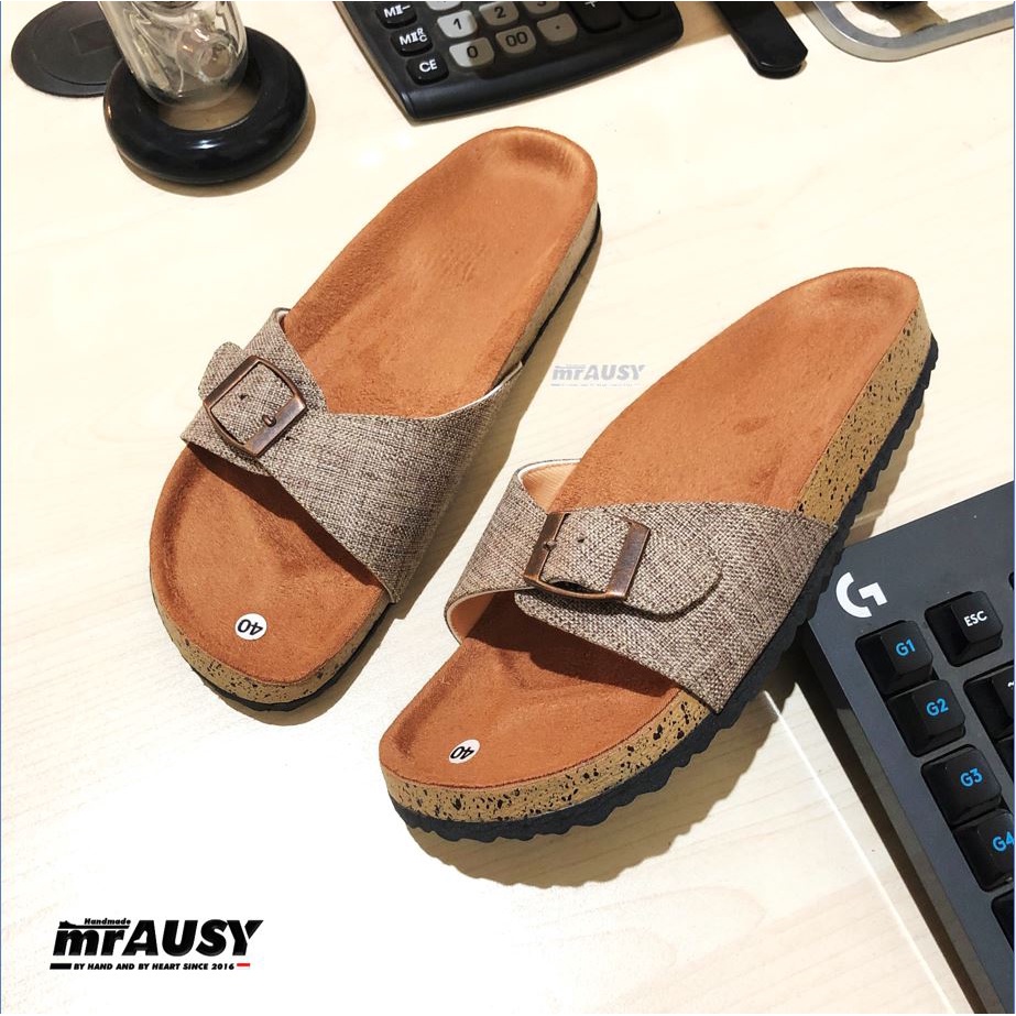 Sandal Wanita Selop Slop mrAUSY Strap 1 Gesper 1 Kain Full