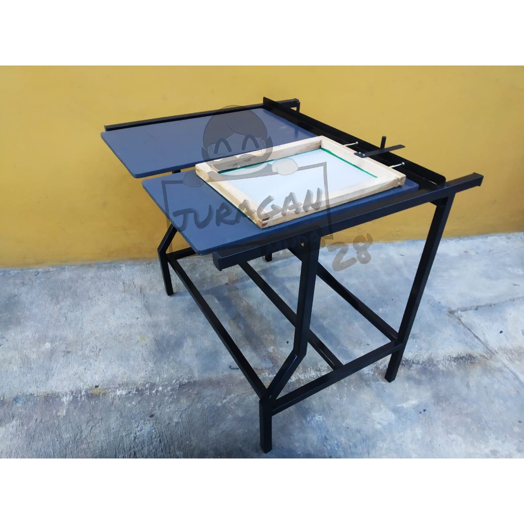 Meja Sablon Rel Portable Bisa Sablon Banyak Kaos Hemat Tempat