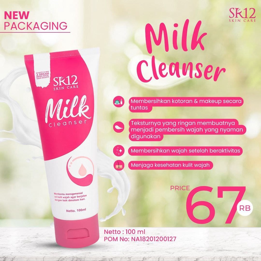 Milk Cleanser SR12 Pembersih Wajah Facial Wash Skincare Bpom Perawatan Kecantikan Wajah Sabun Muka