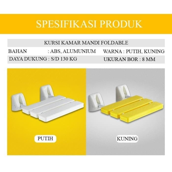 Kursi Dinding Lipat Kamar Mandi Shower Chair Folding Wall Mounted ori