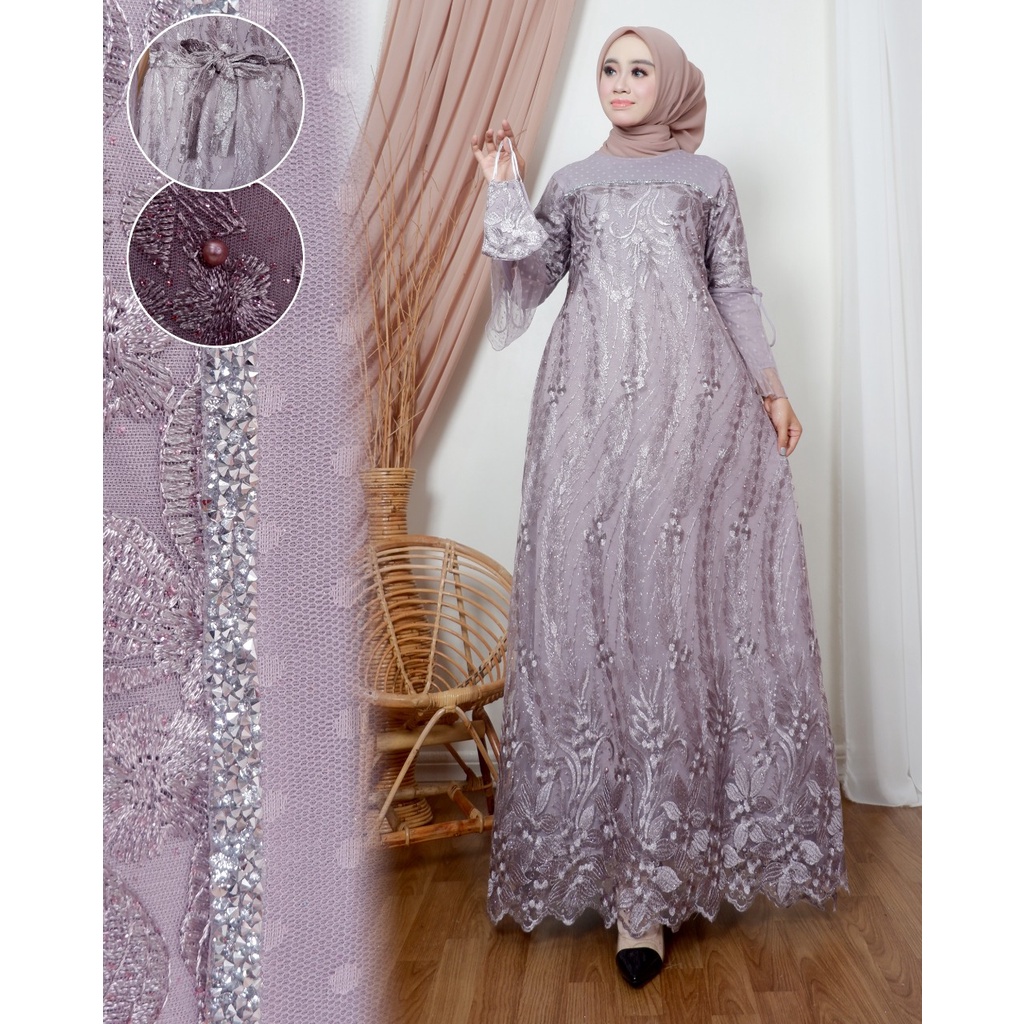 Kadai.baju / Gamis tulle brukat / Dress party / Gamis pesta / Maxi dress Size M L XL XXL