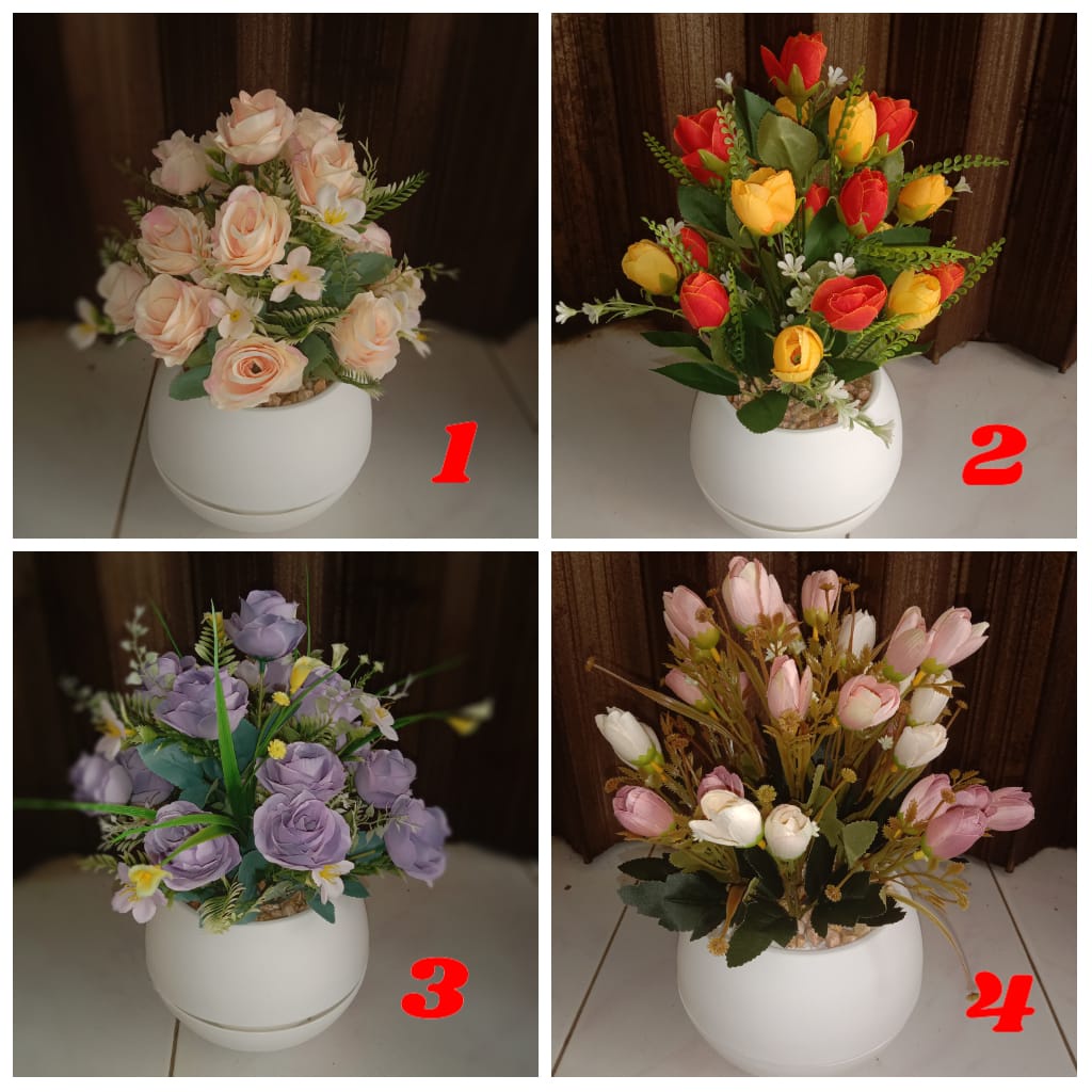Bunga Hias Pot Bola / Bunga Hias Artifisial / Bunga Hias Besar