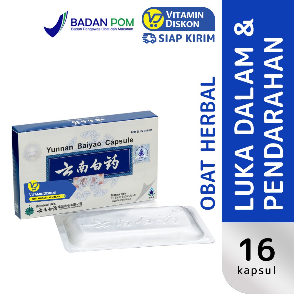 Yunnan Baiyao Capsule Obat Luka Dalam Dan Pendarahan - 16 Caps Ssa | menghilangkan nyeri, bengkak