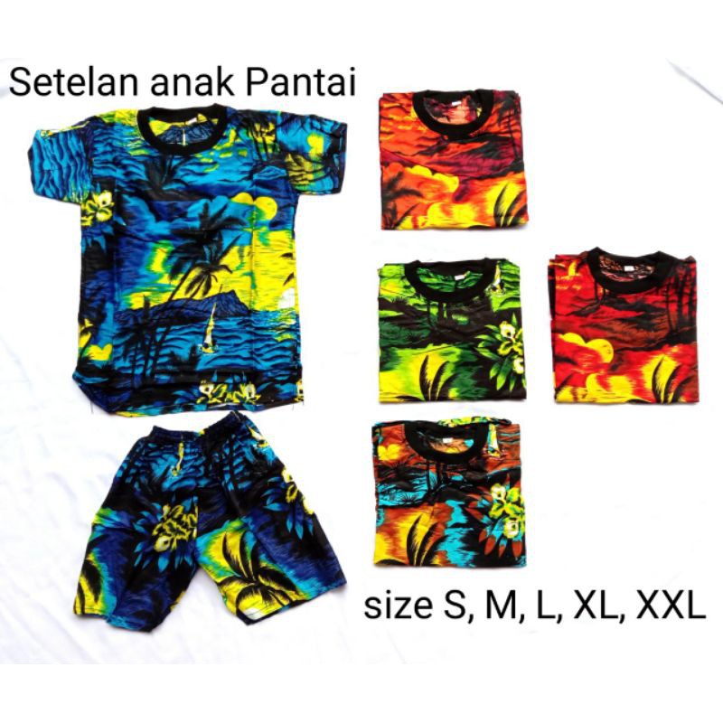 setelan kaos anak pantai