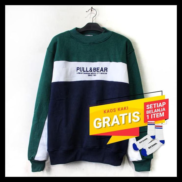 Ina JAKET CREWNECK PULL&BEAR HIJAU PUTIH NAVY GRATIS ONGKIR Kode 682